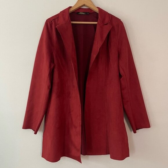 New Bellina Rust Red Faux Suede Blazer Jacket Size Large bin 3K - Picture 2 of 5